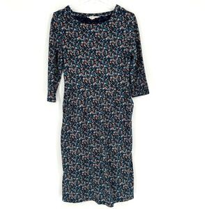 Seasalt CornwallDress Women 6 Floral Organic Cotton Midi Blue Cottage Peasant‎